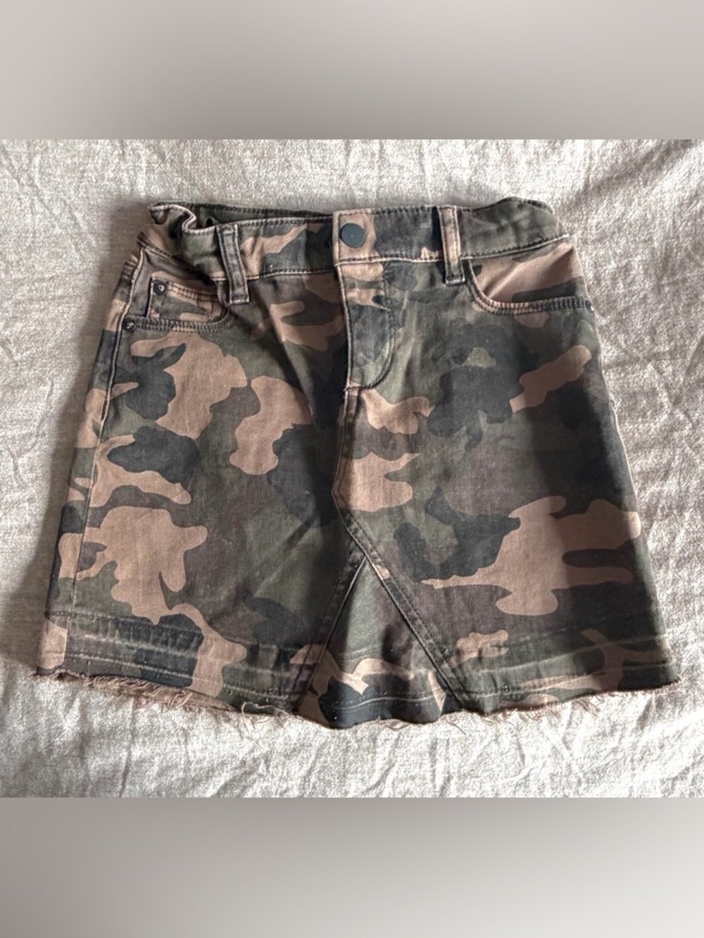 DL1961 Camo Mini Skirt in Brown & Green